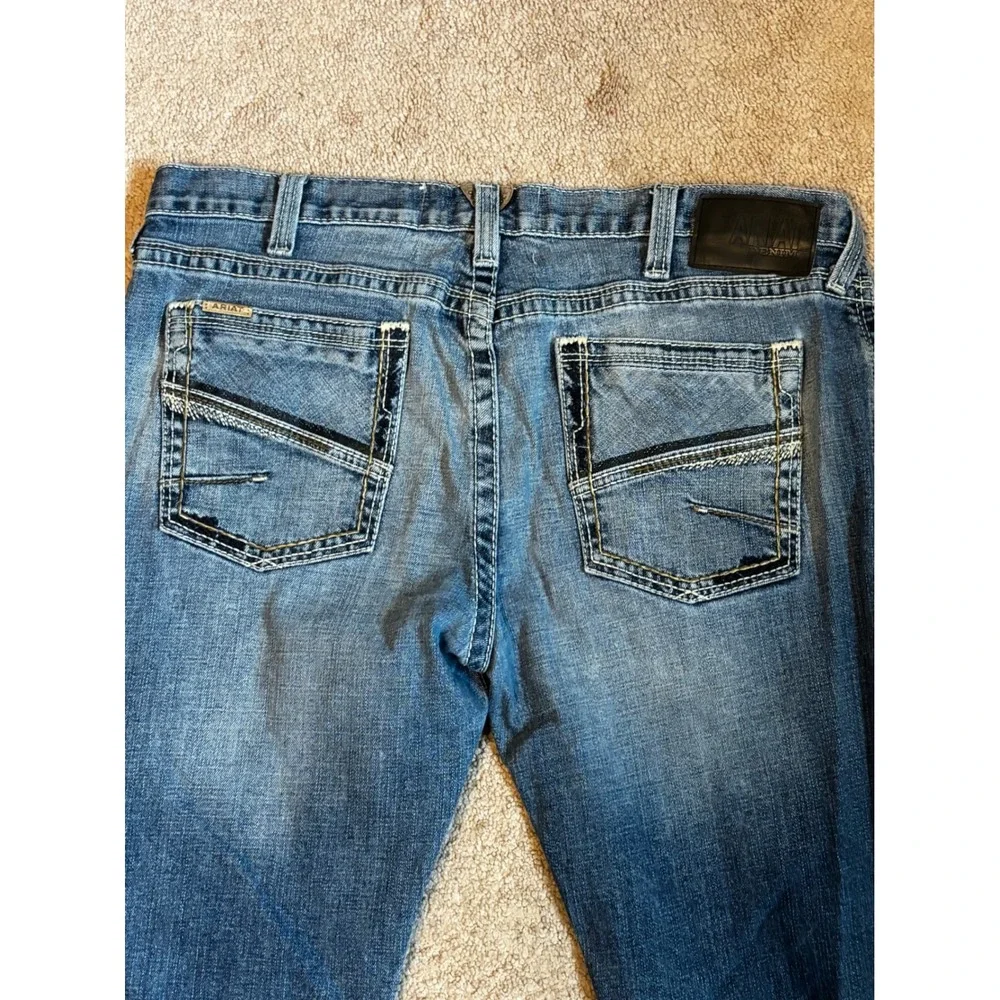Ariat M7 Rocker Boot Cut Jeans Mens 38x34 Medium Wash Distressed Western Denim